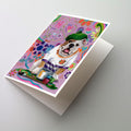 English Bulldog Flower Power Greeting Cards Pack of 8 Blank Cards with Envelopes Whimsical A7 Size 5x7
