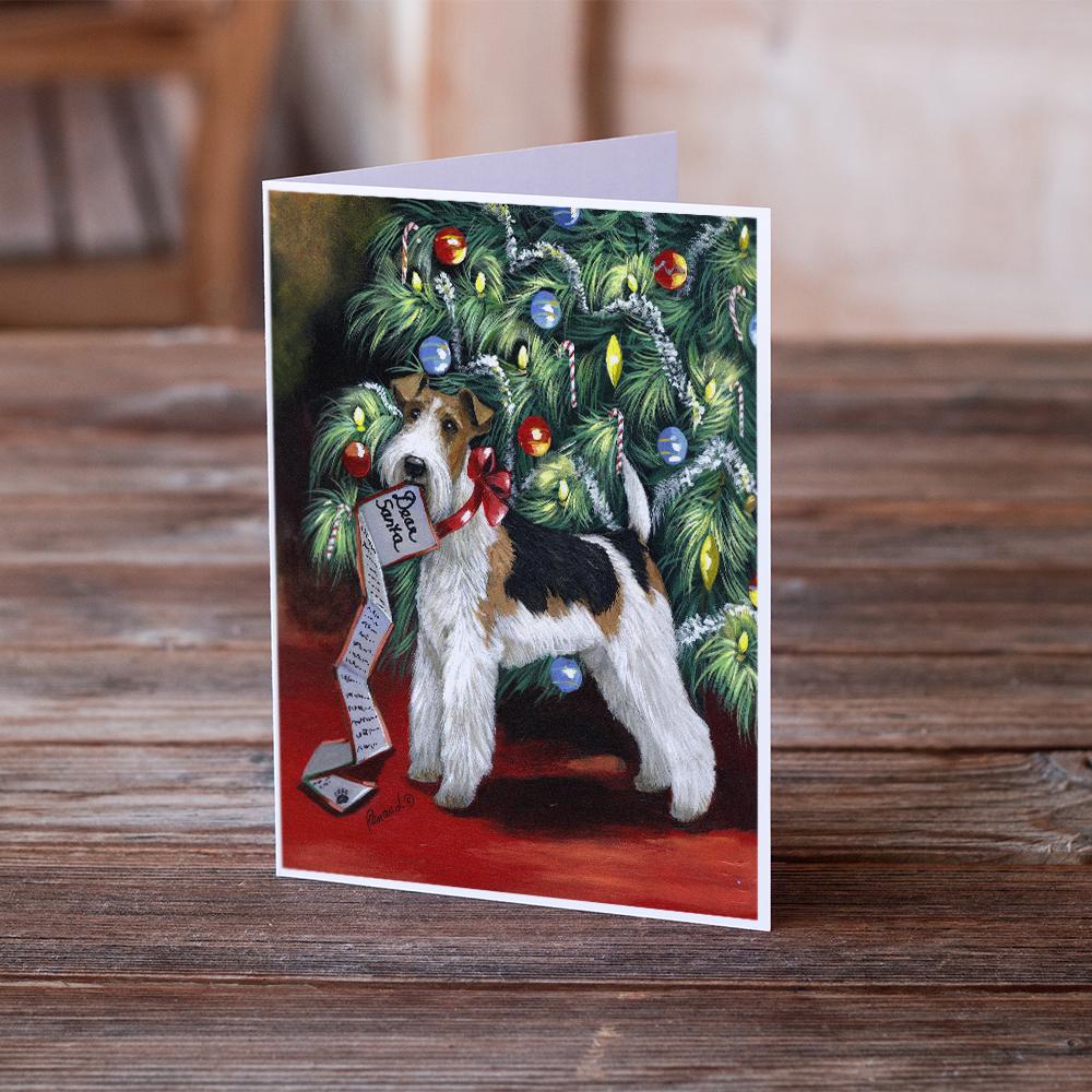 Fox Terrier Christmas Dear Santa Greeting Cards Pack of 8 Blank Cards with Envelopes Whimsical A7 Size 5x7