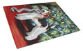 Fox Terrier Christmas Dear Santa Cutting Board Tempered Glass Kitchen Cutting Surface, Heat Resistant Chopping, Non-Slip Feet, Food Prep & Serving