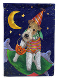 Fox Terrier Halloween Trick or Treat House Flag 28x40 Porch Sleeve Pole Decorative Outside Yard Banner Artwork Wall Hanging, Polyester
