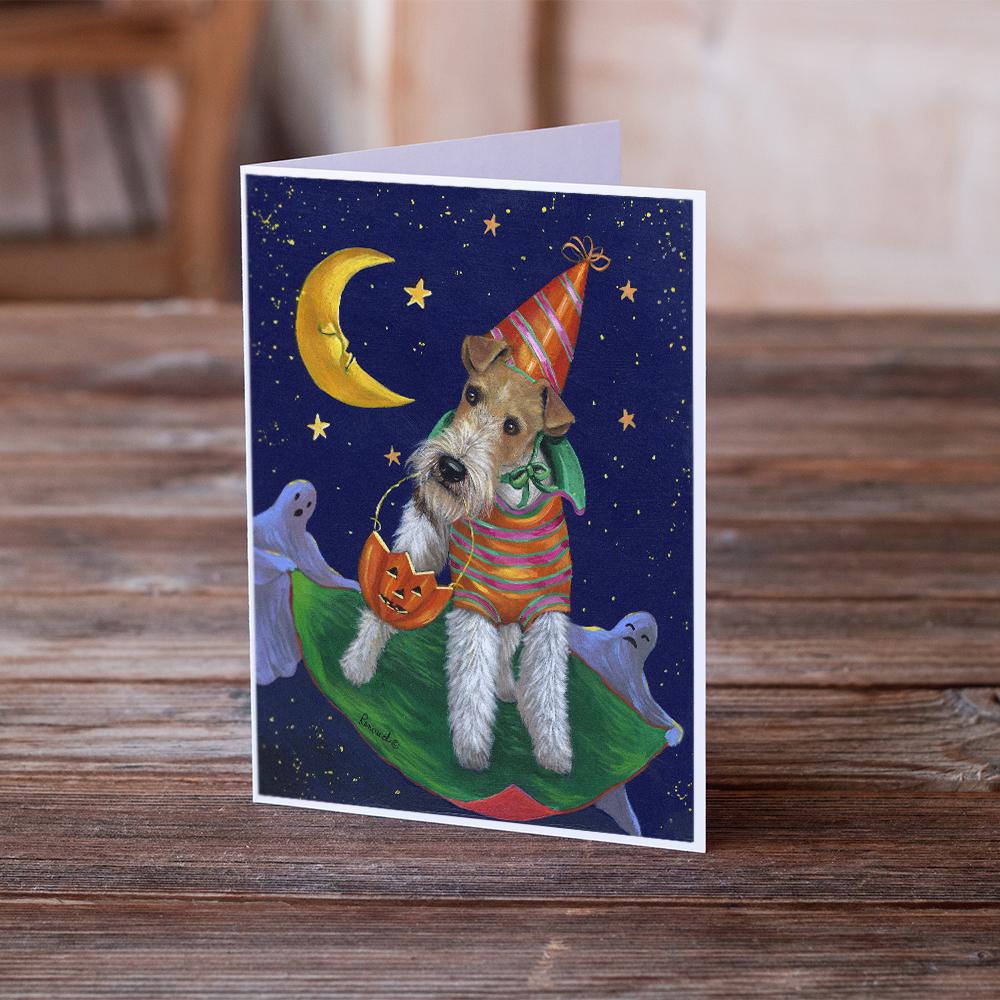 Fox Terrier Halloween Trick or Treat Greeting Cards Pack of 8 Blank Cards with Envelopes Whimsical A7 Size 5x7