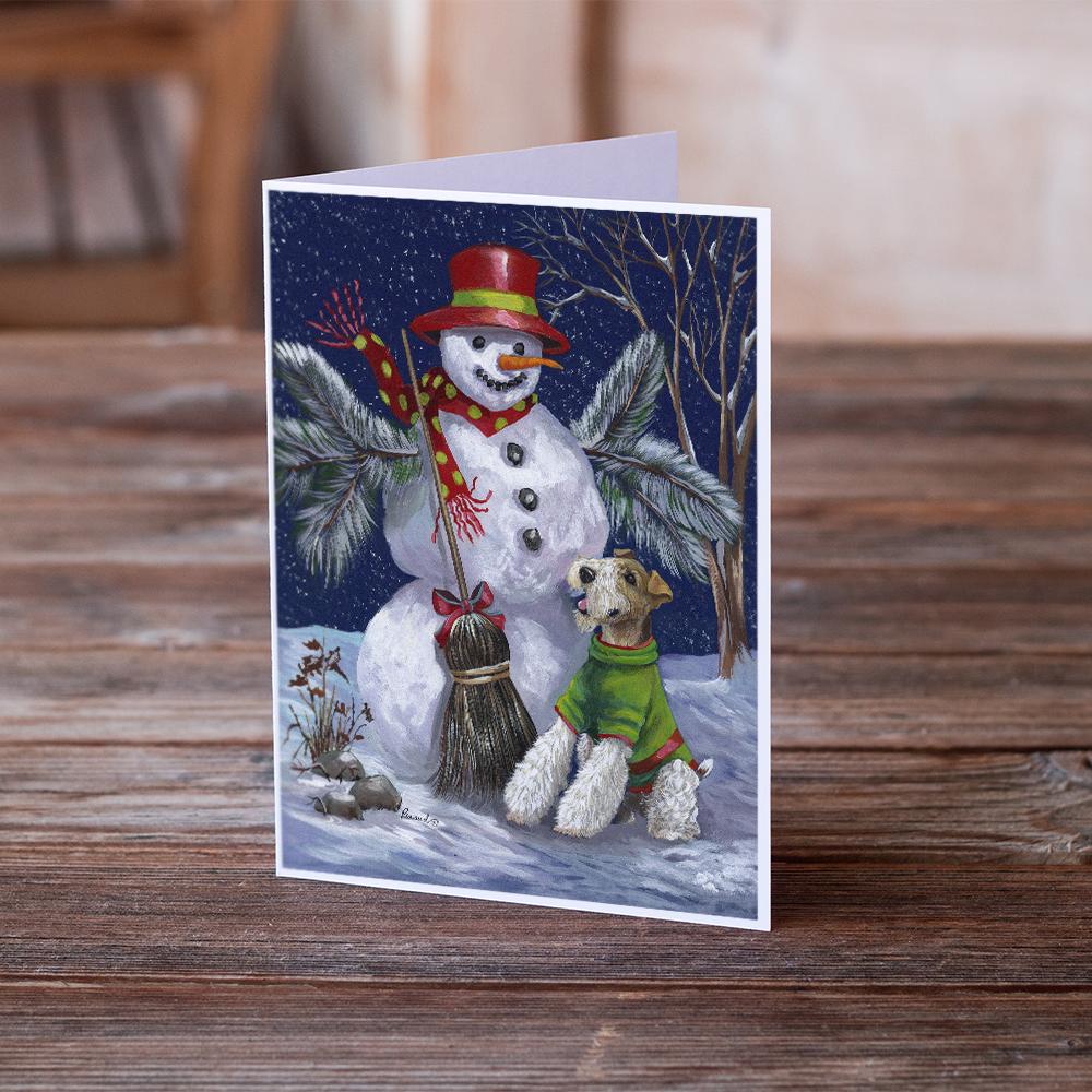 Fox Terrier Christmas Winter Fun Greeting Cards Pack of 8 Blank Cards with Envelopes Whimsical A7 Size 5x7