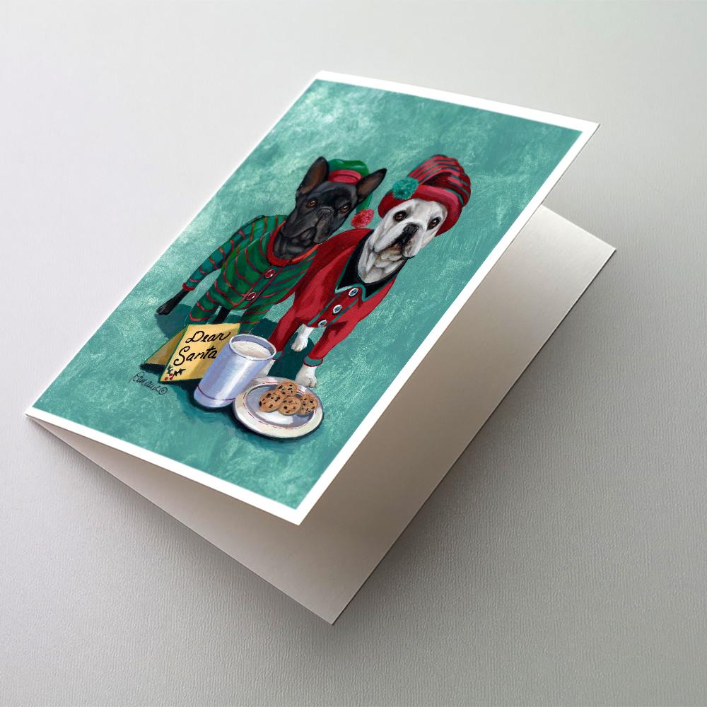 French Bulldog Christmas PJs Greeting Cards Pack of 8 Blank Cards with Envelopes Whimsical A7 Size 5x7