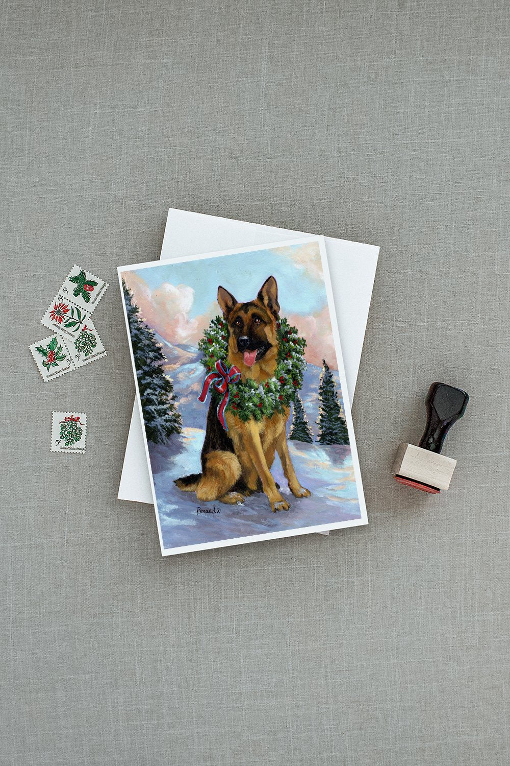 German Shepherd Christmas Honor Greeting Cards Pack of 8 Blank Cards with Envelopes Whimsical A7 Size 5x7