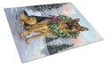German Shepherd Christmas Honor Cutting Board Tempered Glass Kitchen Cutting Surface, Heat Resistant Chopping, Non-Slip Feet, Food Prep & Serving