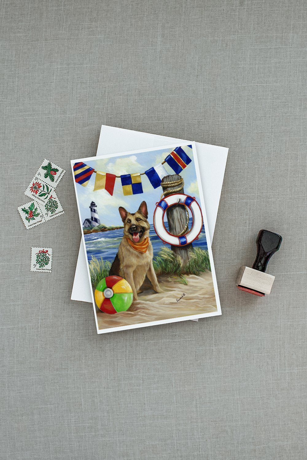 German Shepherd Life Saver Greeting Cards Pack of 8 Blank Cards with Envelopes Whimsical A7 Size 5x7