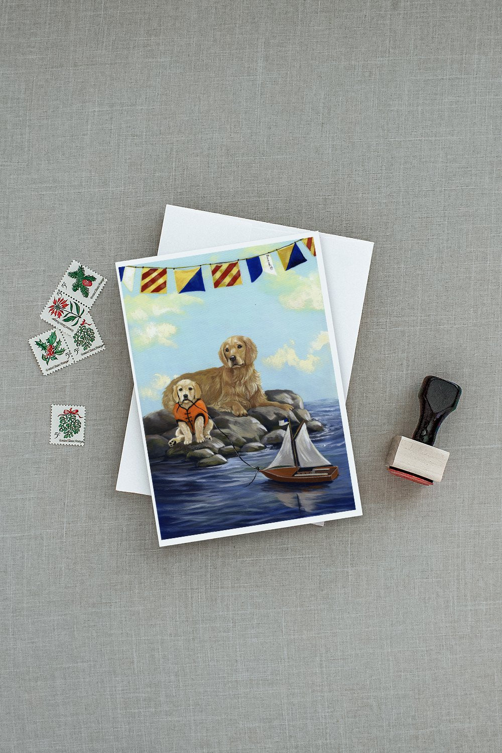 Golden Retriever Retreat Greeting Cards Pack of 8 Blank Cards with Envelopes Whimsical A7 Size 5x7