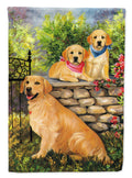 Golden Retriever At the Gate House Flag 28x40 Porch Sleeve Pole Decorative Outside Yard Banner Artwork Wall Hanging, Polyester