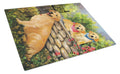 Golden Retriever At the Gate Cutting Board Tempered Glass Kitchen Cutting Surface, Heat Resistant Chopping, Non-Slip Feet, Food Prep & Serving