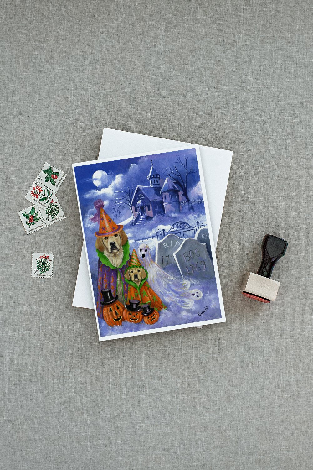 Golden Retriever Halloween Greeting Cards Pack of 8 Blank Cards with Envelopes Whimsical A7 Size 5x7