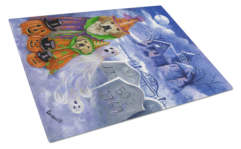 Golden Retriever Halloween Cutting Board Tempered Glass Kitchen Cutting Surface, Heat Resistant Chopping, Non-Slip Feet, Food Prep & Serving
