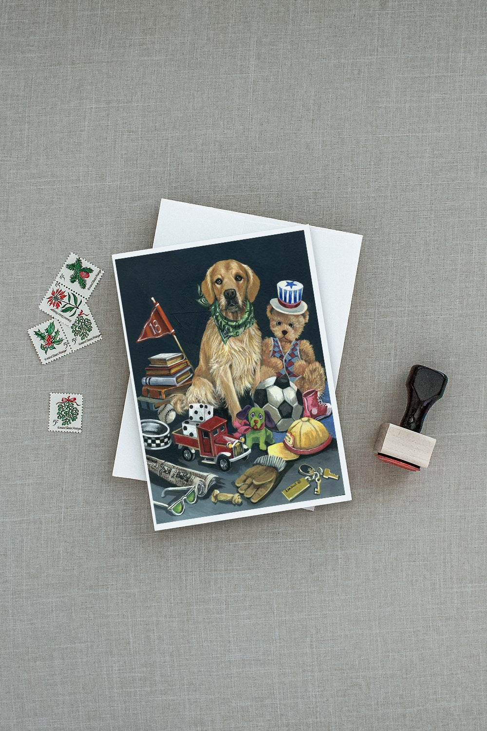Golden Retriever Toys Greeting Cards Pack of 8 Blank Cards with Envelopes Whimsical A7 Size 5x7