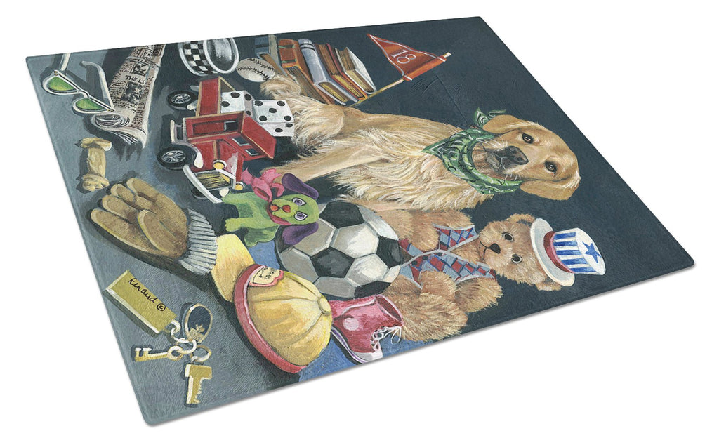 Golden Retriever Toys Cutting Board Tempered Glass Kitchen Cutting Surface, Heat Resistant Chopping, Non-Slip Feet, Food Prep & Serving