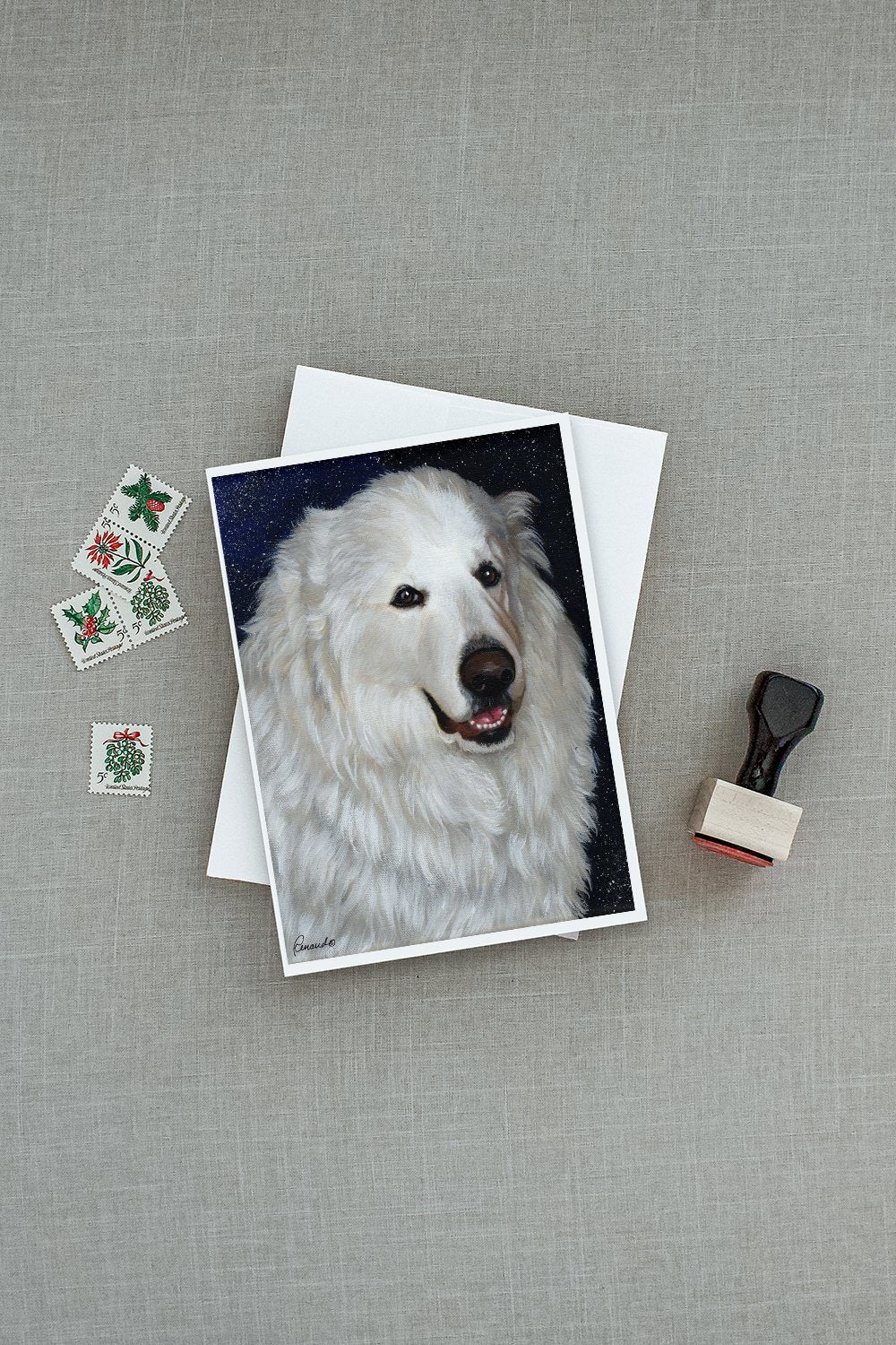 Great Pyrenees Meisha Greeting Cards Pack of 8 Blank Cards with Envelopes Whimsical A7 Size 5x7