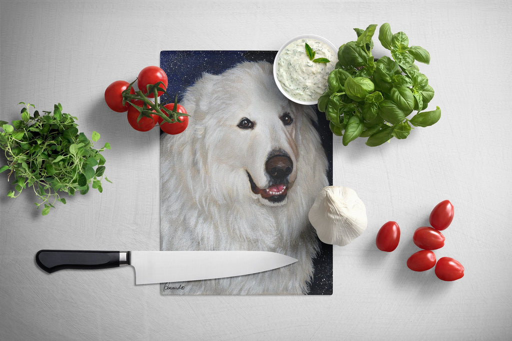 Great Pyrenees Meisha Cutting Board Tempered Glass Kitchen Cutting Surface, Heat Resistant Chopping, Non-Slip Feet, Food Prep & Serving
