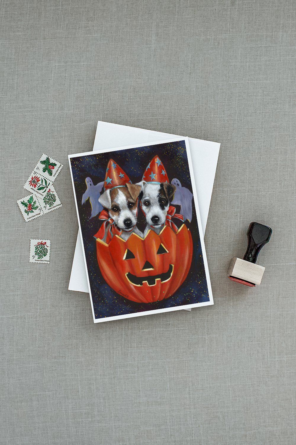 Jack Russell Terrier Halloween Greeting Cards Pack of 8 Blank Cards with Envelopes Whimsical A7 Size 5x7