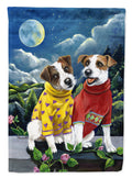 Jack Russell Terrier Moon Phase House Flag 28x40 Porch Sleeve Pole Decorative Outside Yard Banner Artwork Wall Hanging, Polyester