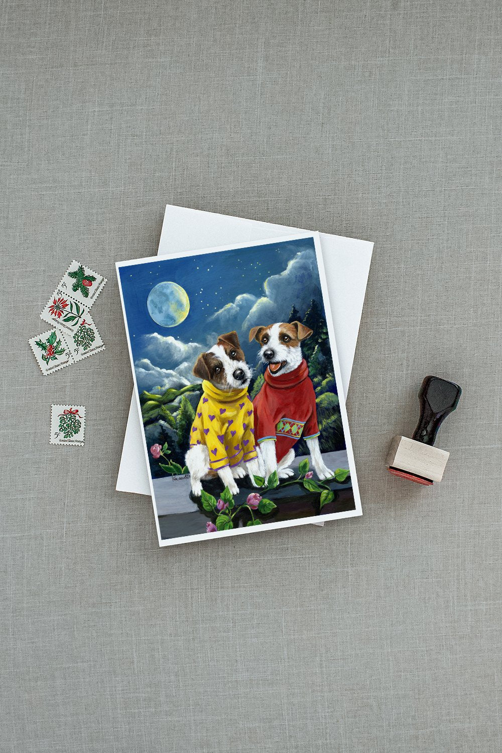 Jack Russell Terrier Moon Phase Greeting Cards Pack of 8 Blank Cards with Envelopes Whimsical A7 Size 5x7