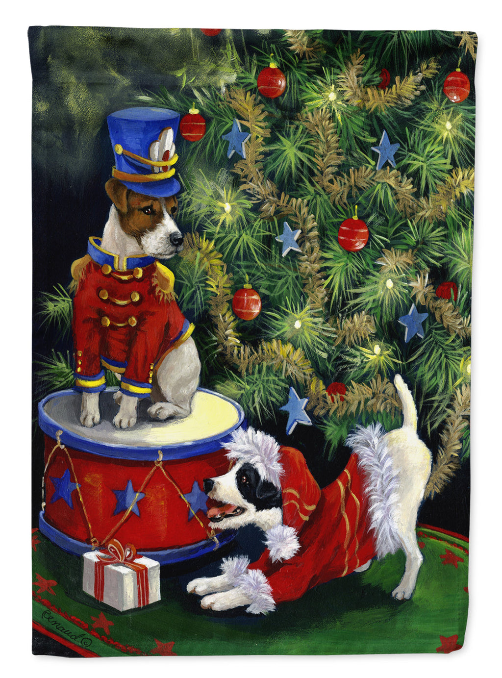 Jack Russell Christmas My Gift House Flag 28x40 Porch Sleeve Pole Decorative Outside Yard Banner Artwork Wall Hanging, Polyester