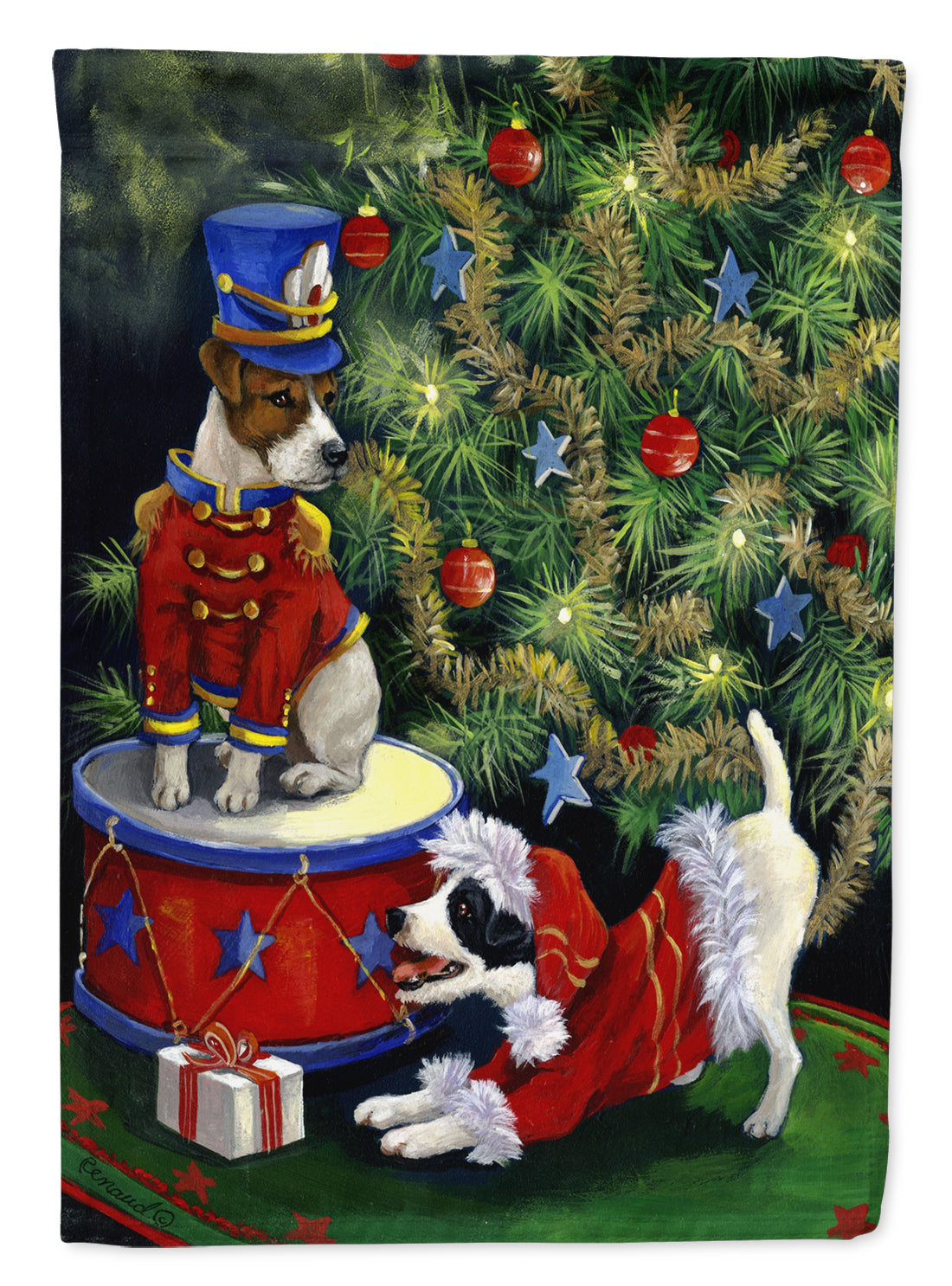 Jack Russell Christmas My Gift House Flag 28x40 Porch Sleeve Pole Decorative Outside Yard Banner Artwork Wall Hanging, Polyester