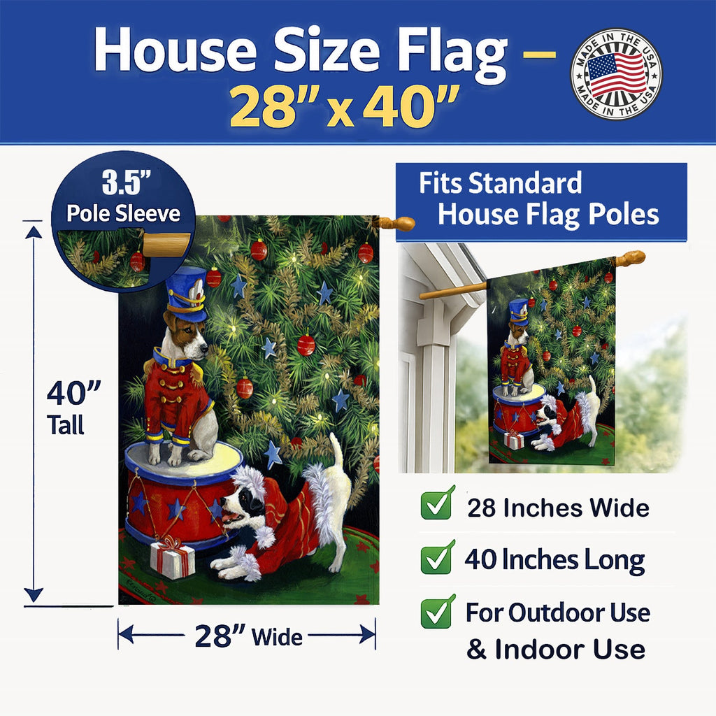 Jack Russell Christmas My Gift House Flag 28x40 Porch Sleeve Pole Decorative Outside Yard Banner Artwork Wall Hanging, Polyester