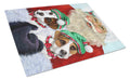 Jack Russell Christmas Santa Cutting Board Tempered Glass Kitchen Cutting Surface, Heat Resistant Chopping, Non-Slip Feet, Food Prep & Serving
