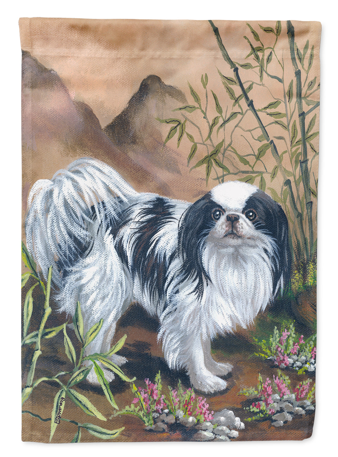 Japanese Chin House Flag 28x40 Porch Sleeve Pole Decorative Outside Yard Banner Artwork Wall Hanging, Polyester