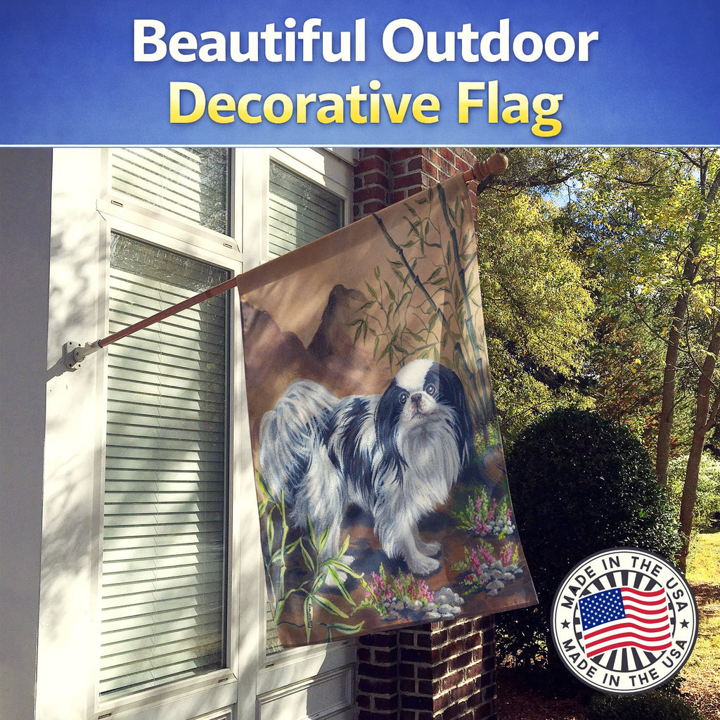 Japanese Chin House Flag 28x40 Porch Sleeve Pole Decorative Outside Yard Banner Artwork Wall Hanging, Polyester