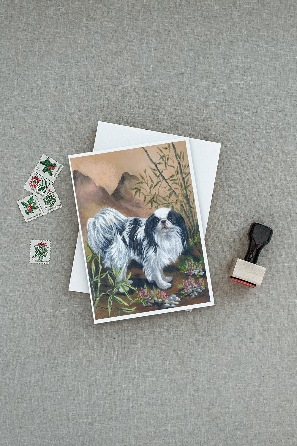 Japanese Chin Greeting Cards Pack of 8 Blank Cards with Envelopes Whimsical A7 Size 5x7