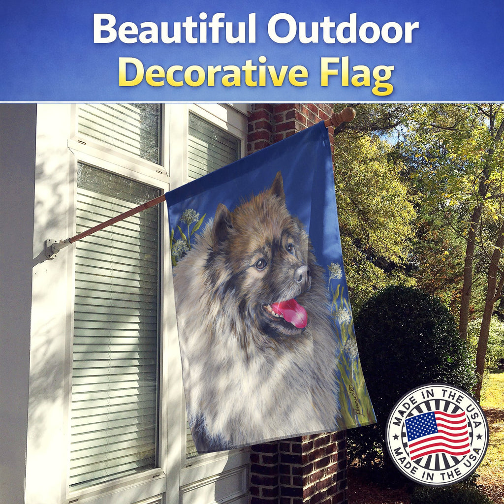 Keeshond House Flag 28x40 Porch Sleeve Pole Decorative Outside Yard Banner Artwork Wall Hanging, Polyester