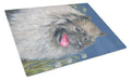 Keeshond Cutting Board Tempered Glass Kitchen Cutting Surface, Heat Resistant Chopping, Non-Slip Feet, Food Prep & Serving