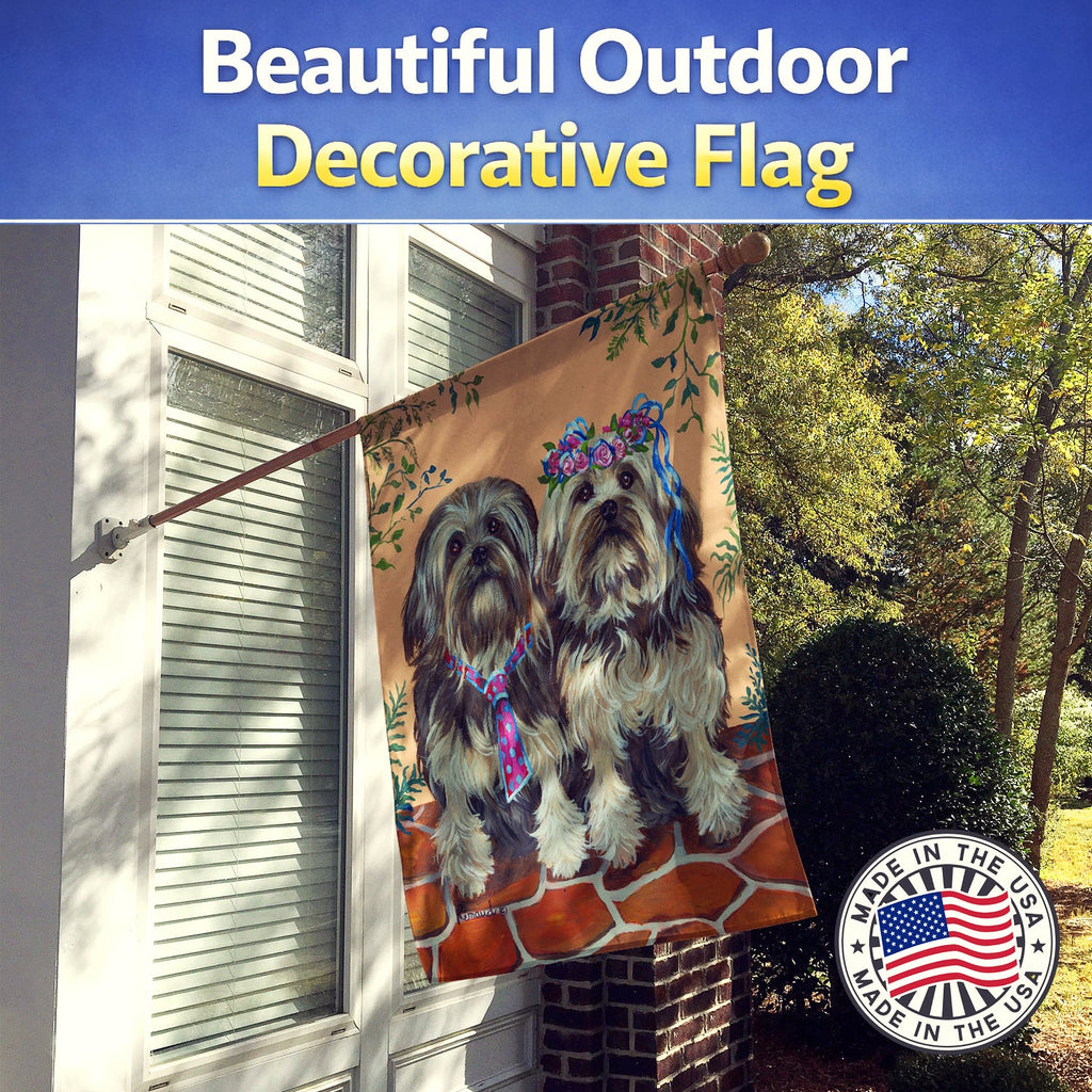 Lowchen House Flag 28x40 Porch Sleeve Pole Decorative Outside Yard Banner Artwork Wall Hanging, Polyester