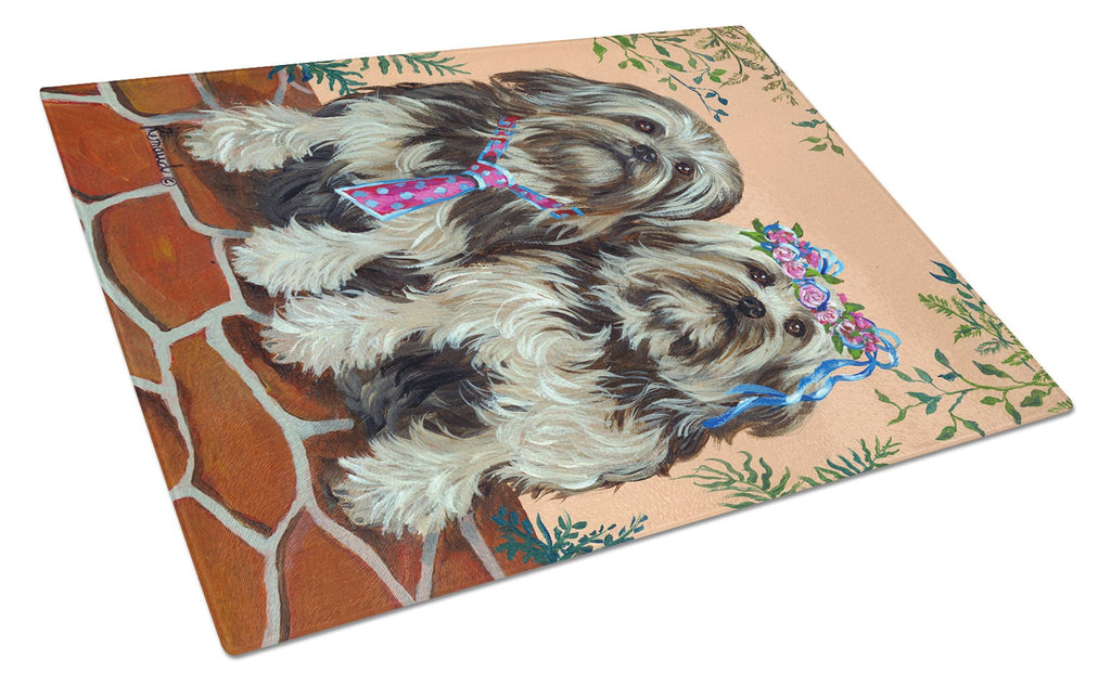 Lowchen Cutting Board Tempered Glass Kitchen Cutting Surface, Heat Resistant Chopping, Non-Slip Feet, Food Prep & Serving
