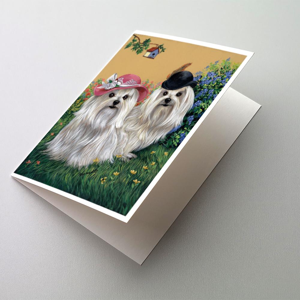 Maltese Mr & Mrs Greeting Cards Pack of 8 Blank Cards with Envelopes Whimsical A7 Size 5x7