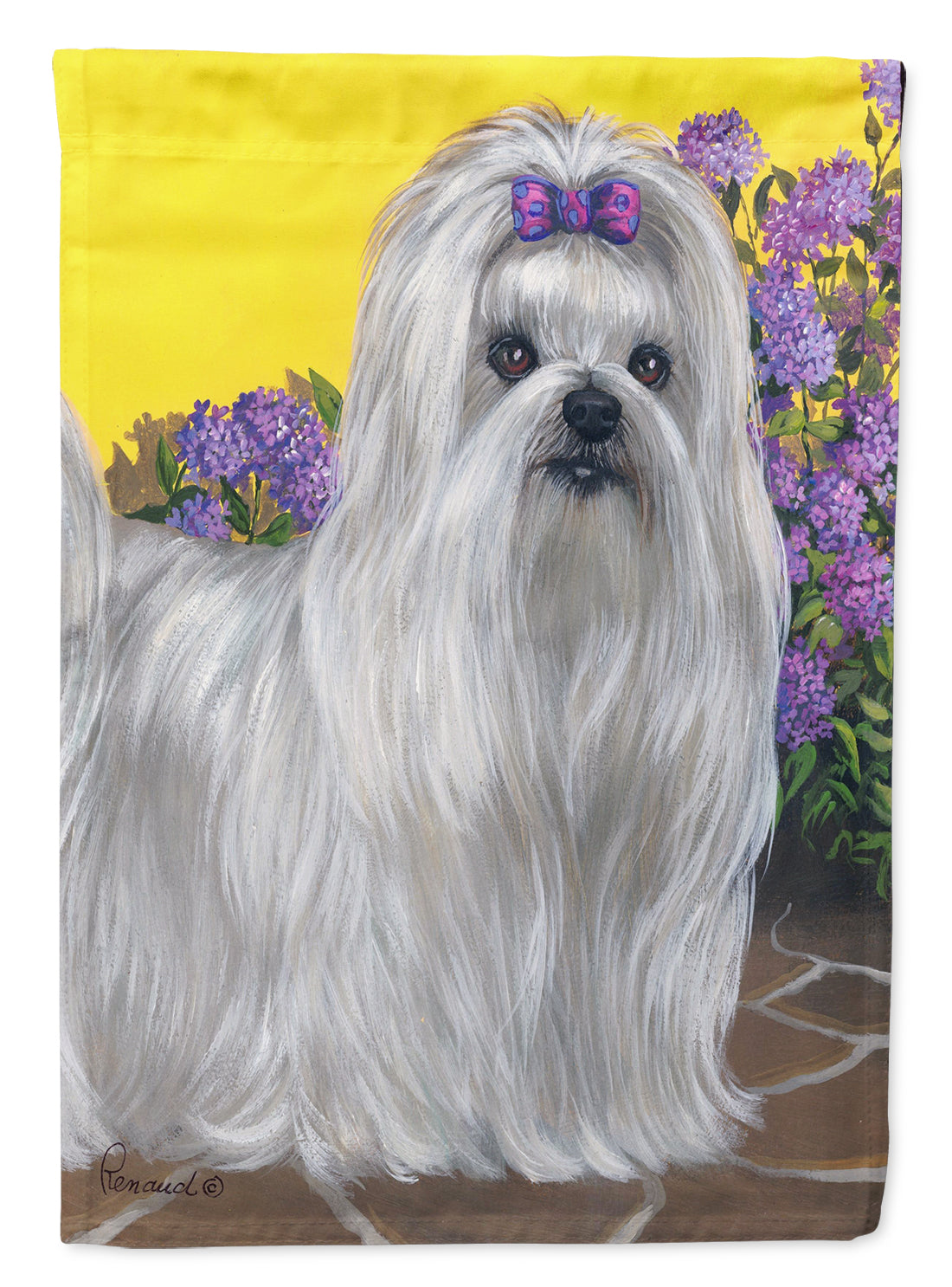 Maltese Patio Princess House Flag 28x40 Porch Sleeve Pole Decorative Outside Yard Banner Artwork Wall Hanging, Polyester