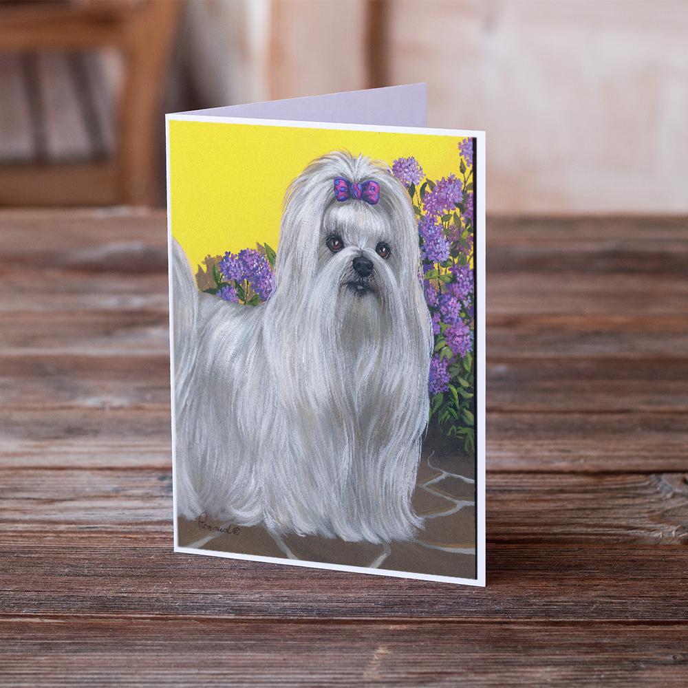 Maltese Patio Princess Greeting Cards Pack of 8 Blank Cards with Envelopes Whimsical A7 Size 5x7
