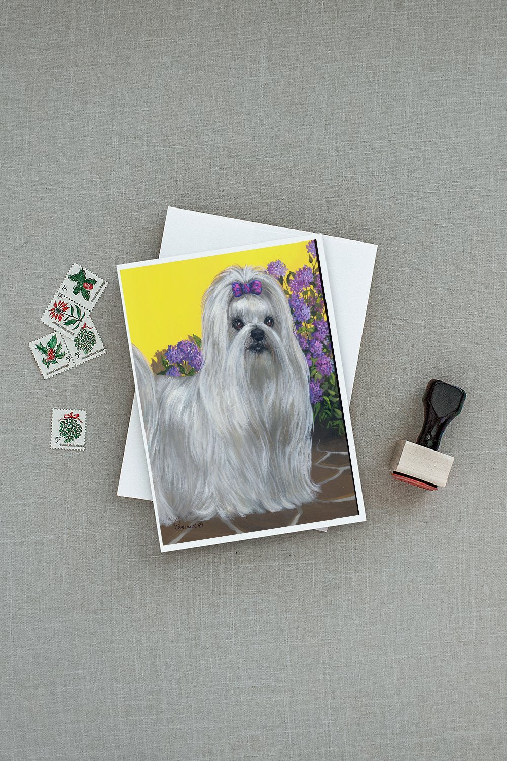 Maltese Patio Princess Greeting Cards Pack of 8 Blank Cards with Envelopes Whimsical A7 Size 5x7
