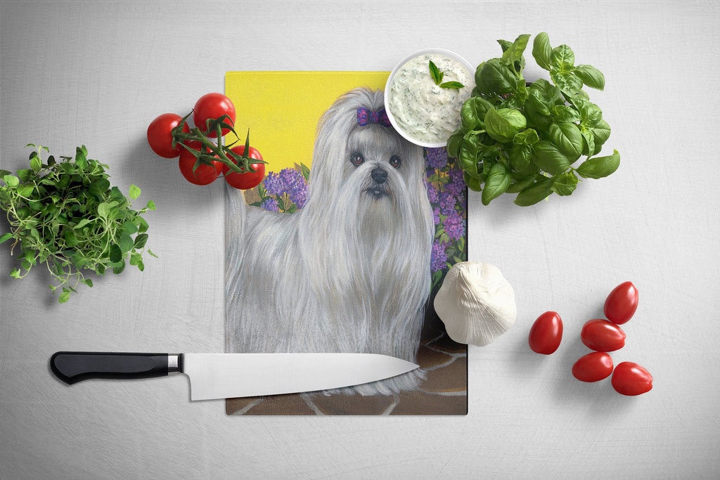 Maltese Patio Princess Cutting Board Tempered Glass Kitchen Cutting Surface, Heat Resistant Chopping, Non-Slip Feet, Food Prep & Serving