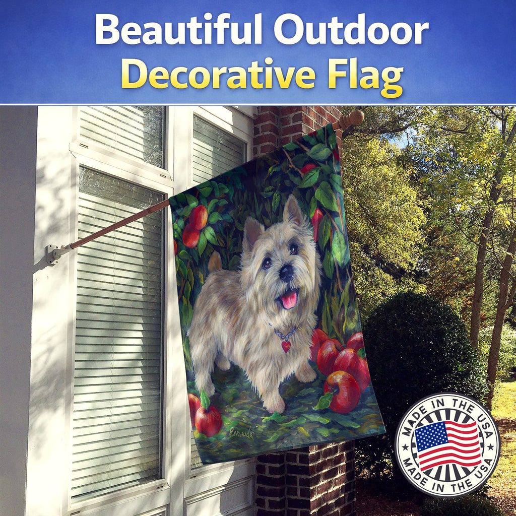 Norwich Terrier Apple Grove House Flag 28x40 Porch Sleeve Pole Decorative Outside Yard Banner Artwork Wall Hanging, Polyester