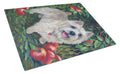 Norwich Terrier Apple Grove Cutting Board Tempered Glass Kitchen Cutting Surface, Heat Resistant Chopping, Non-Slip Feet, Food Prep & Serving