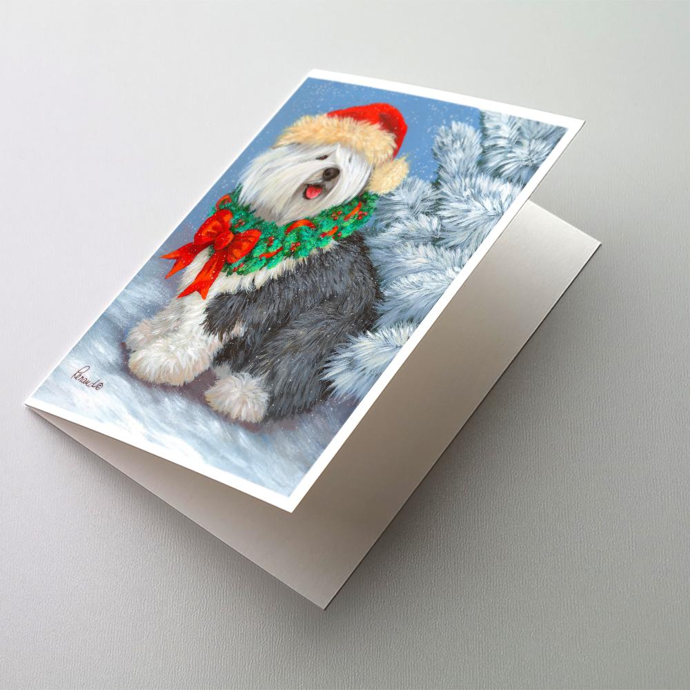 Old English Sheepdog Christmas Greeting Cards Pack of 8 Blank Cards with Envelopes Whimsical A7 Size 5x7