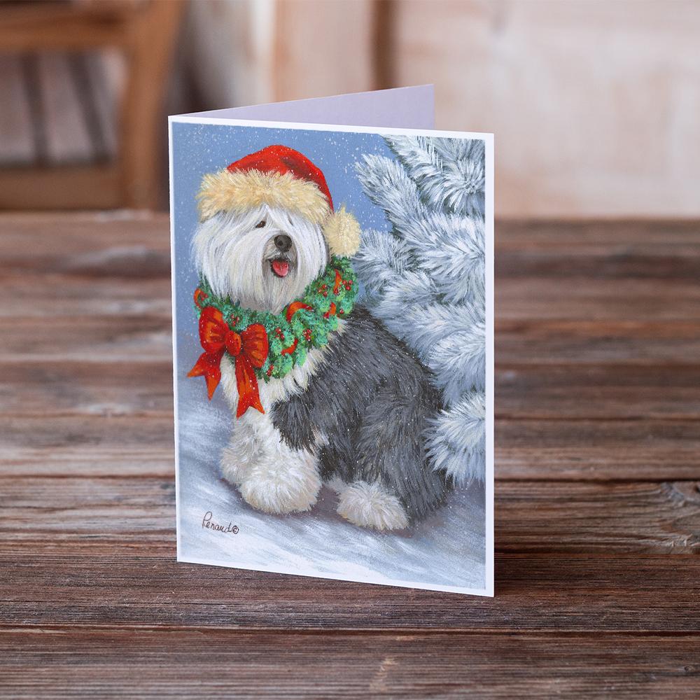 Old English Sheepdog Christmas Greeting Cards Pack of 8 Blank Cards with Envelopes Whimsical A7 Size 5x7