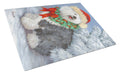 Old English Sheepdog Christmas Cutting Board Tempered Glass Kitchen Cutting Surface, Heat Resistant Chopping, Non-Slip Feet, Food Prep & Serving