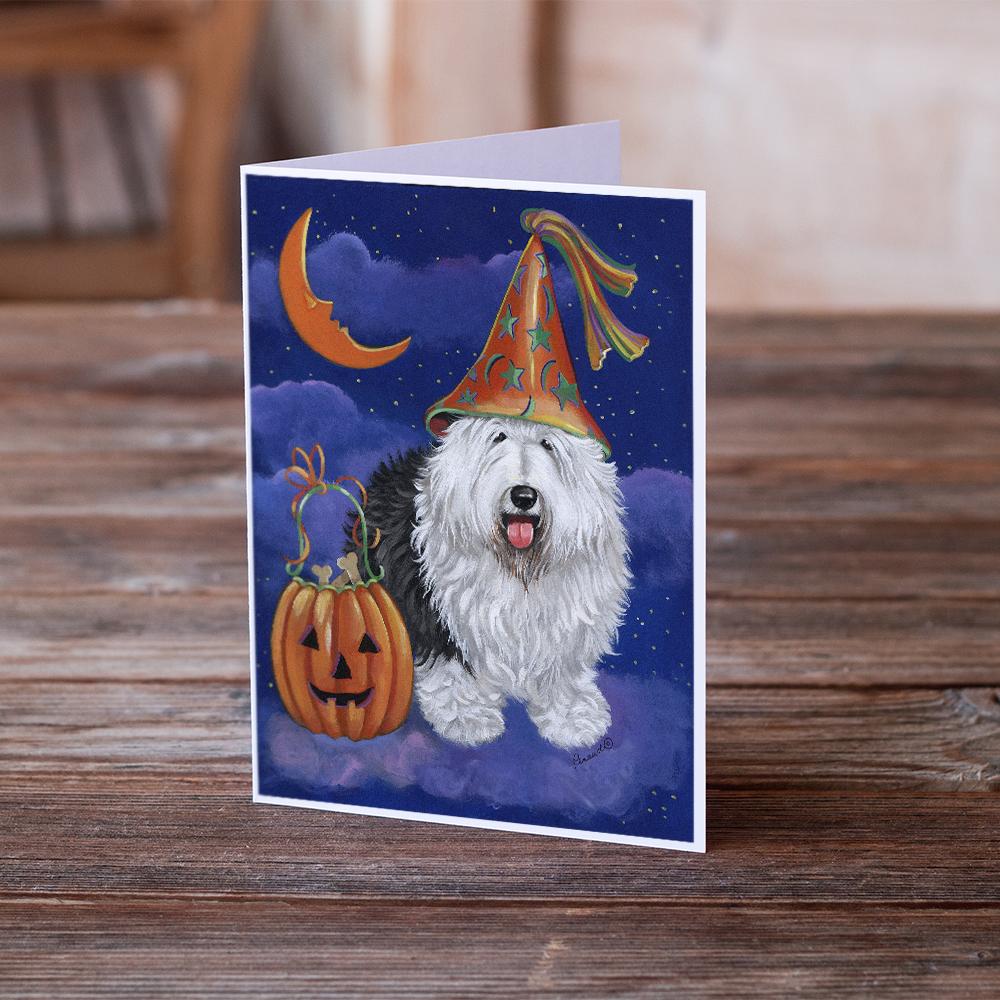 Old English Sheepdog Halloween Greeting Cards Pack of 8 Blank Cards with Envelopes Whimsical A7 Size 5x7