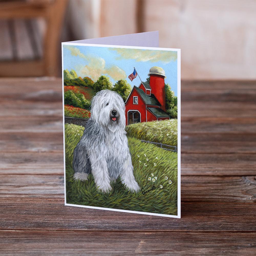 Old English Sheepdog Heaven Greeting Cards Pack of 8 Blank Cards with Envelopes Whimsical A7 Size 5x7