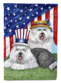 Old English Sheepdog USA House Flag 28x40 Porch Sleeve Pole Decorative Outside Yard Banner Artwork Wall Hanging, Polyester