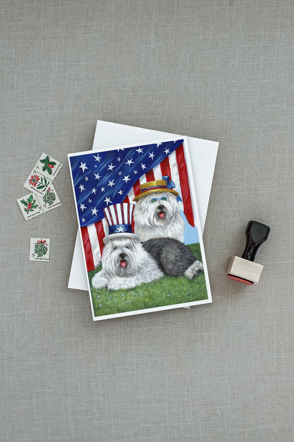 Old English Sheepdog USA Greeting Cards Pack of 8 Blank Cards with Envelopes Whimsical A7 Size 5x7