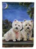 Westie Moonlight Stroll House Flag 28x40 Porch Sleeve Pole Decorative Outside Yard Banner Artwork Wall Hanging, Polyester