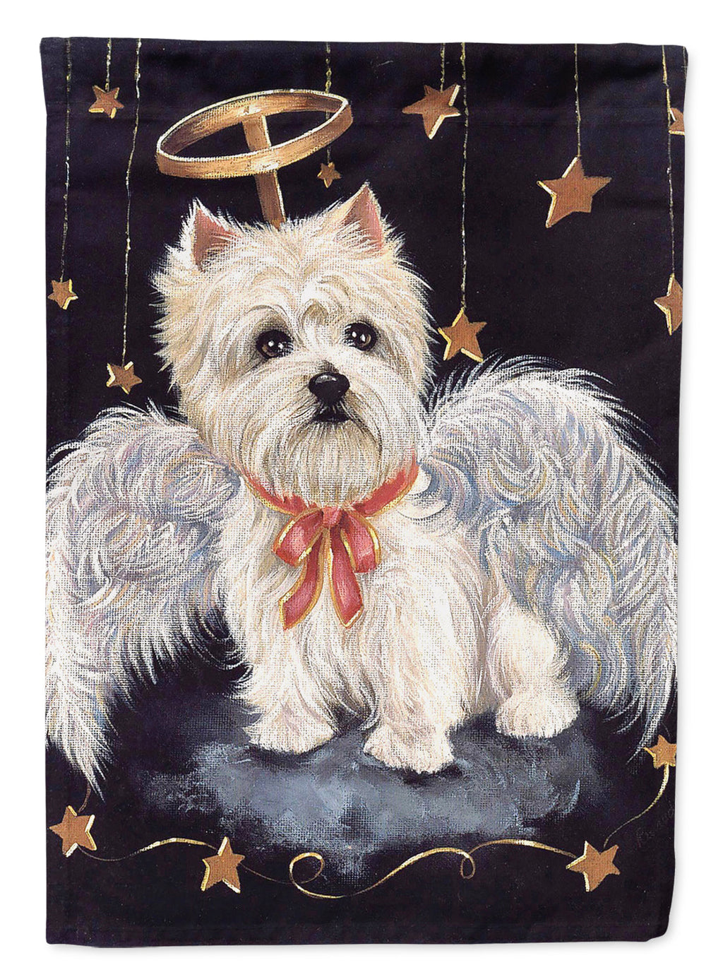 Westie Christmas Angel House Flag 28x40 Porch Sleeve Pole Decorative Outside Yard Banner Artwork Wall Hanging, Polyester