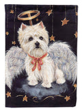 Westie Christmas Angel House Flag 28x40 Porch Sleeve Pole Decorative Outside Yard Banner Artwork Wall Hanging, Polyester